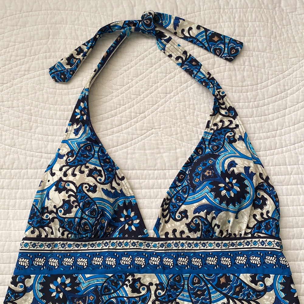Michael Kors Halter Tankini Tank Top Swimwear Blue Black Tan NWOT Small - Picture 3 of 16
